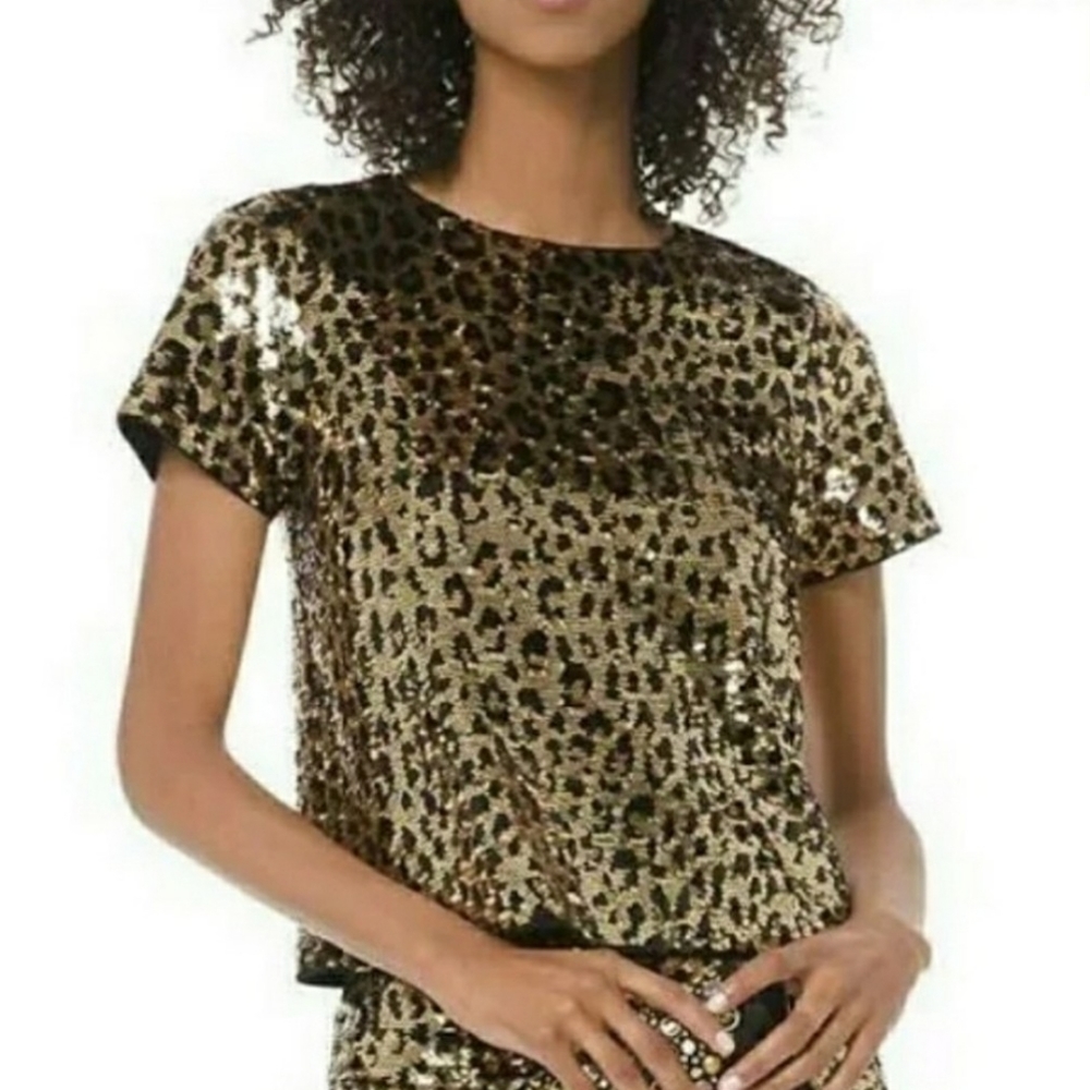 MICHAEL Michael Kors Cheetah Sequin Top